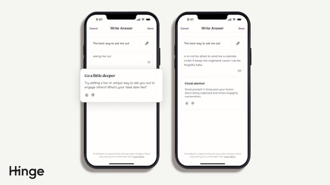 Hinge’s new AI feature determines if your prompt response is too basic 